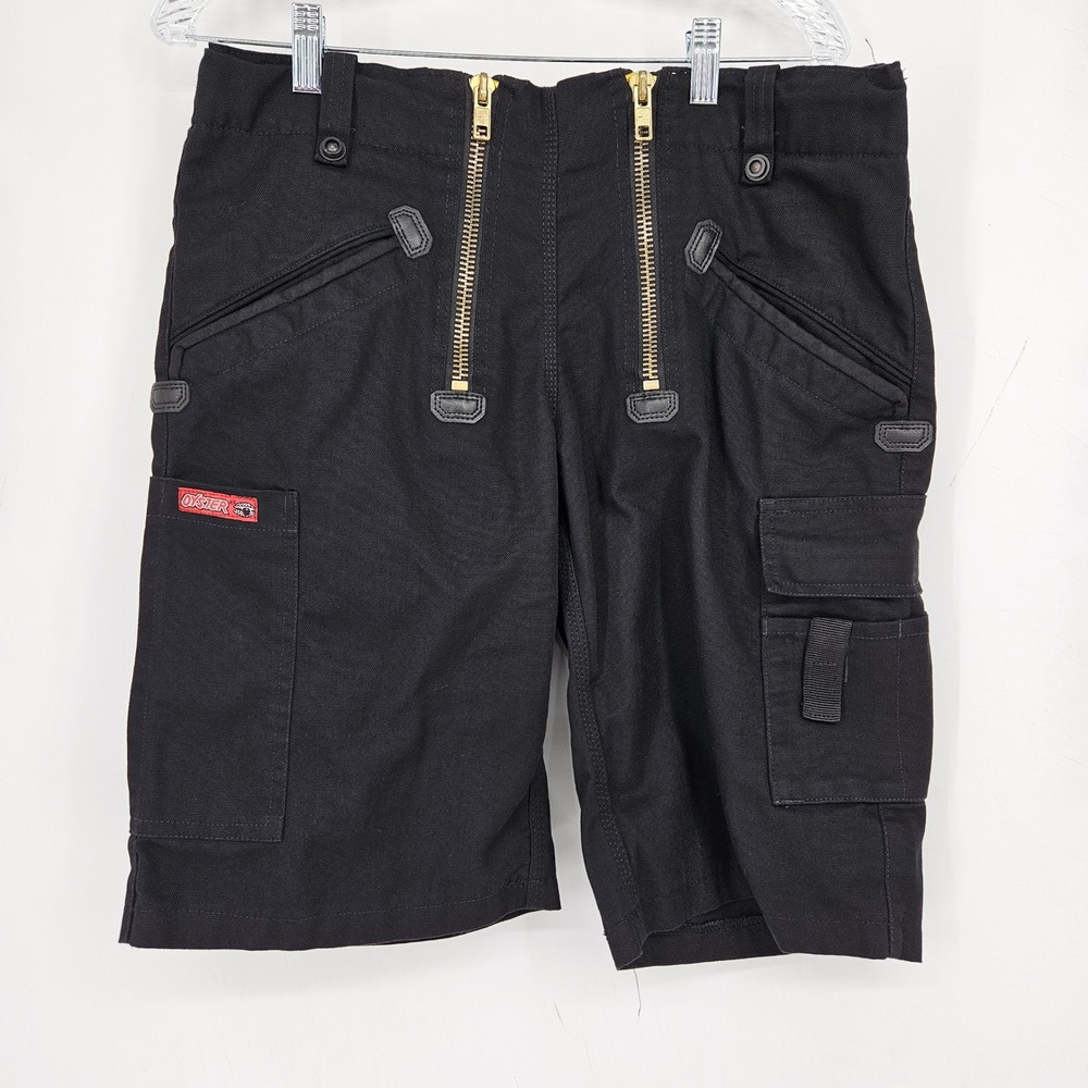 Oyster Zunfthose Bermuda Cargo Shorts Mens 34 EU 50 Black Double Zip Tactical